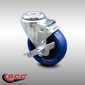 Service Caster 4 Inch SS Solid Polyurethane Wheel Swivel Bolt Hole Caster with Brake SCC SCC-SSBH20S414-SPUS-TLB